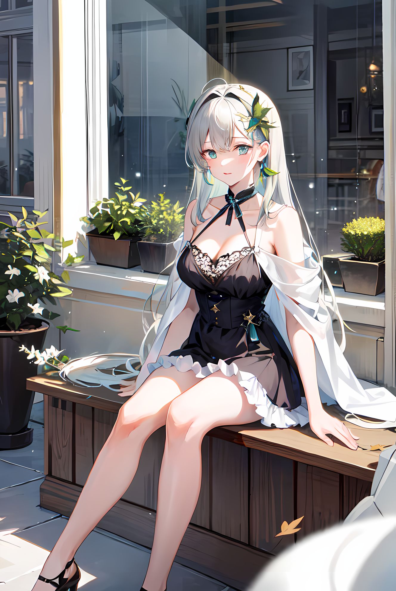 花仙女之静坐花园插画图片壁纸