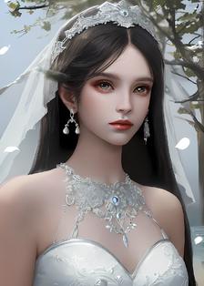二次元新娘：飘逸树下的闺房。插画图片壁纸
