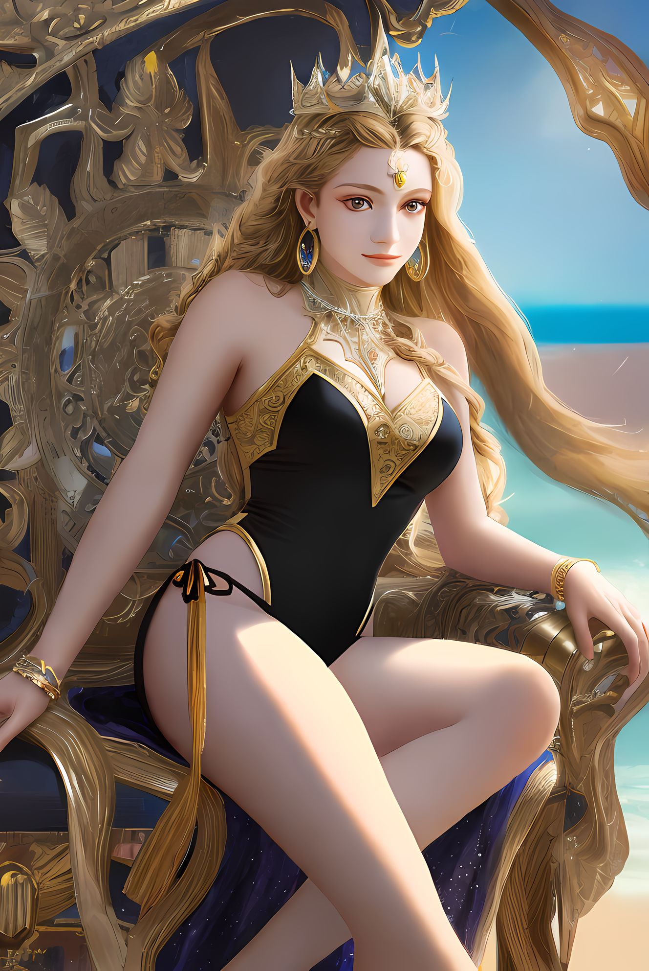 二次元女孩的华丽缀饰插画图片壁纸