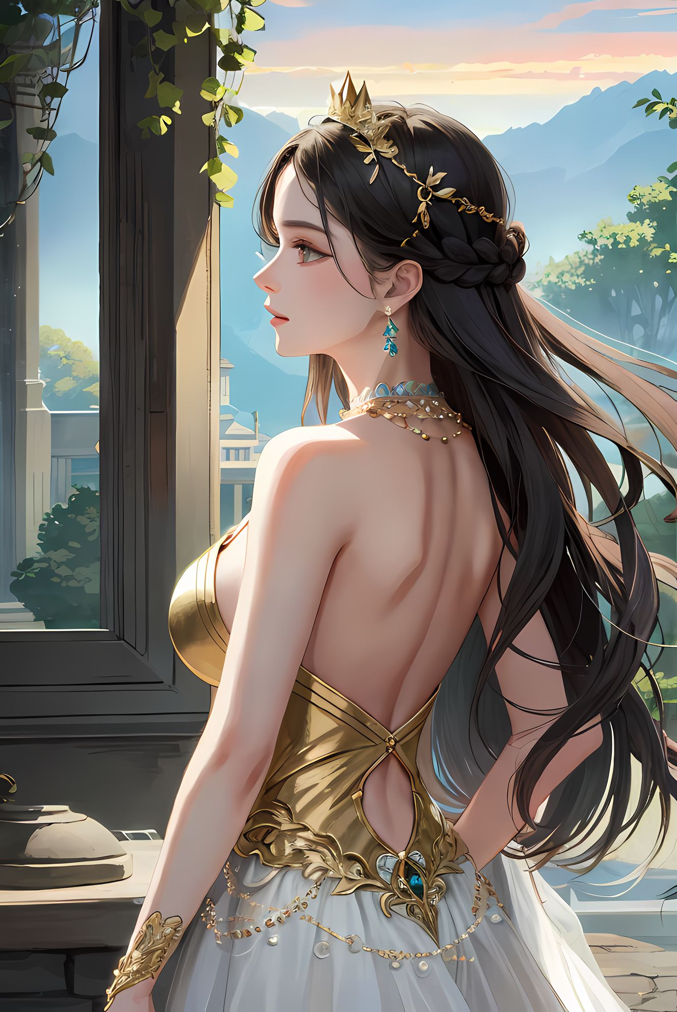 闪耀在蓝天下的宝石少女插画图片壁纸