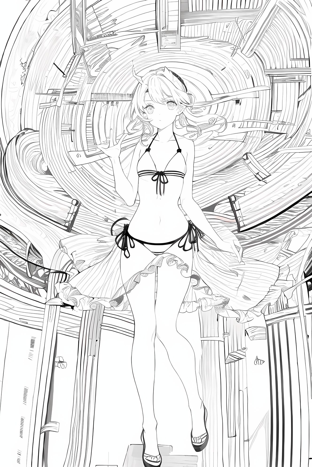 二次元线稿-线稿女孩