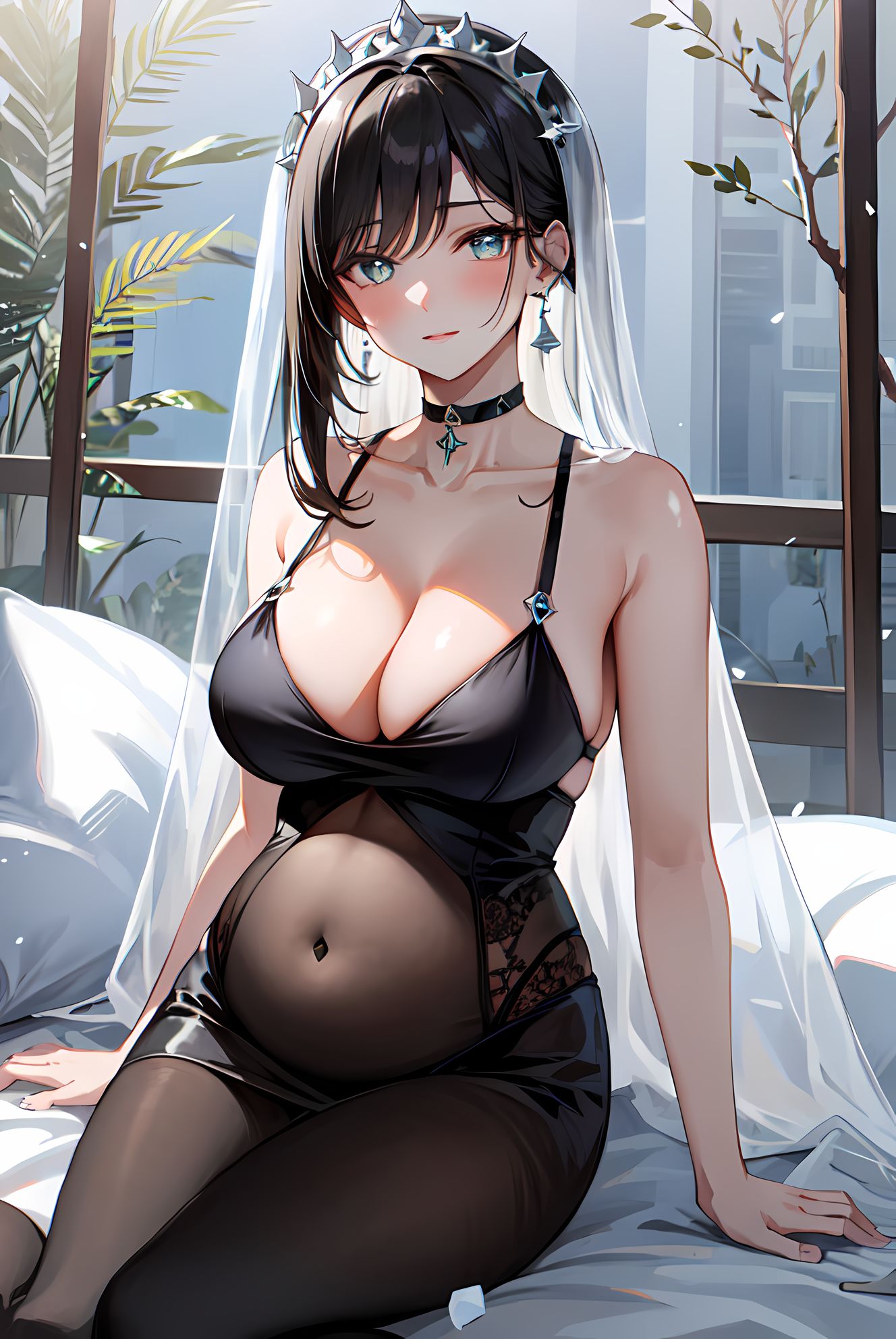 床单上的二次元孕妇插画图片壁纸