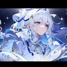 星空下的长发少女插画图片壁纸