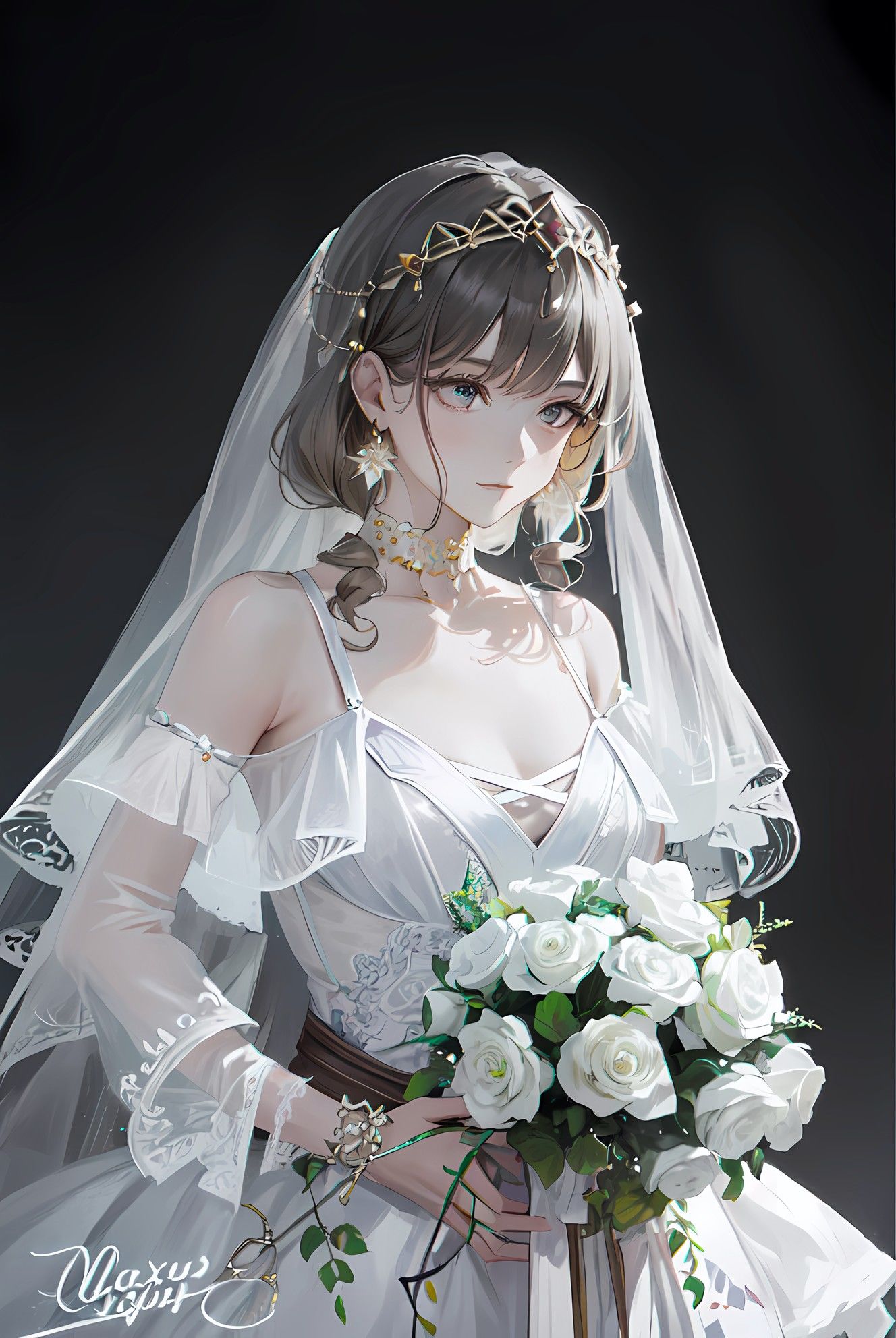 婚纱女神闪耀登场插画图片壁纸