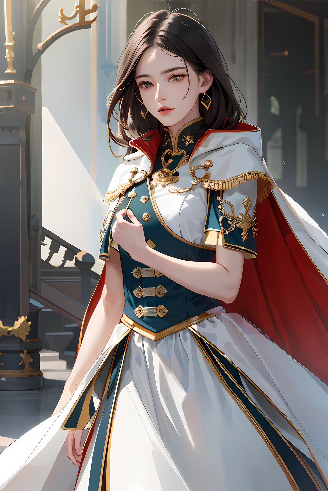 红披风美少女配饰亮丽插画图片壁纸