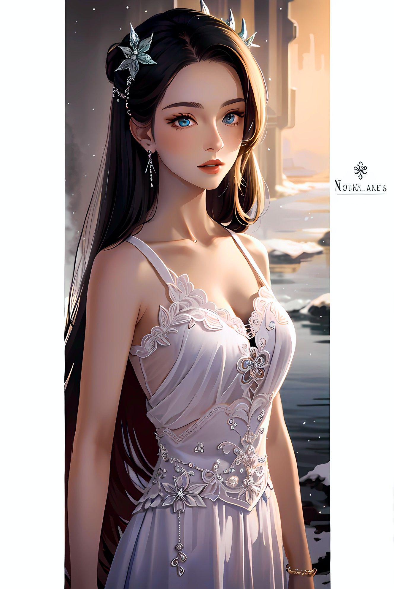 星空下的少女插画图片壁纸