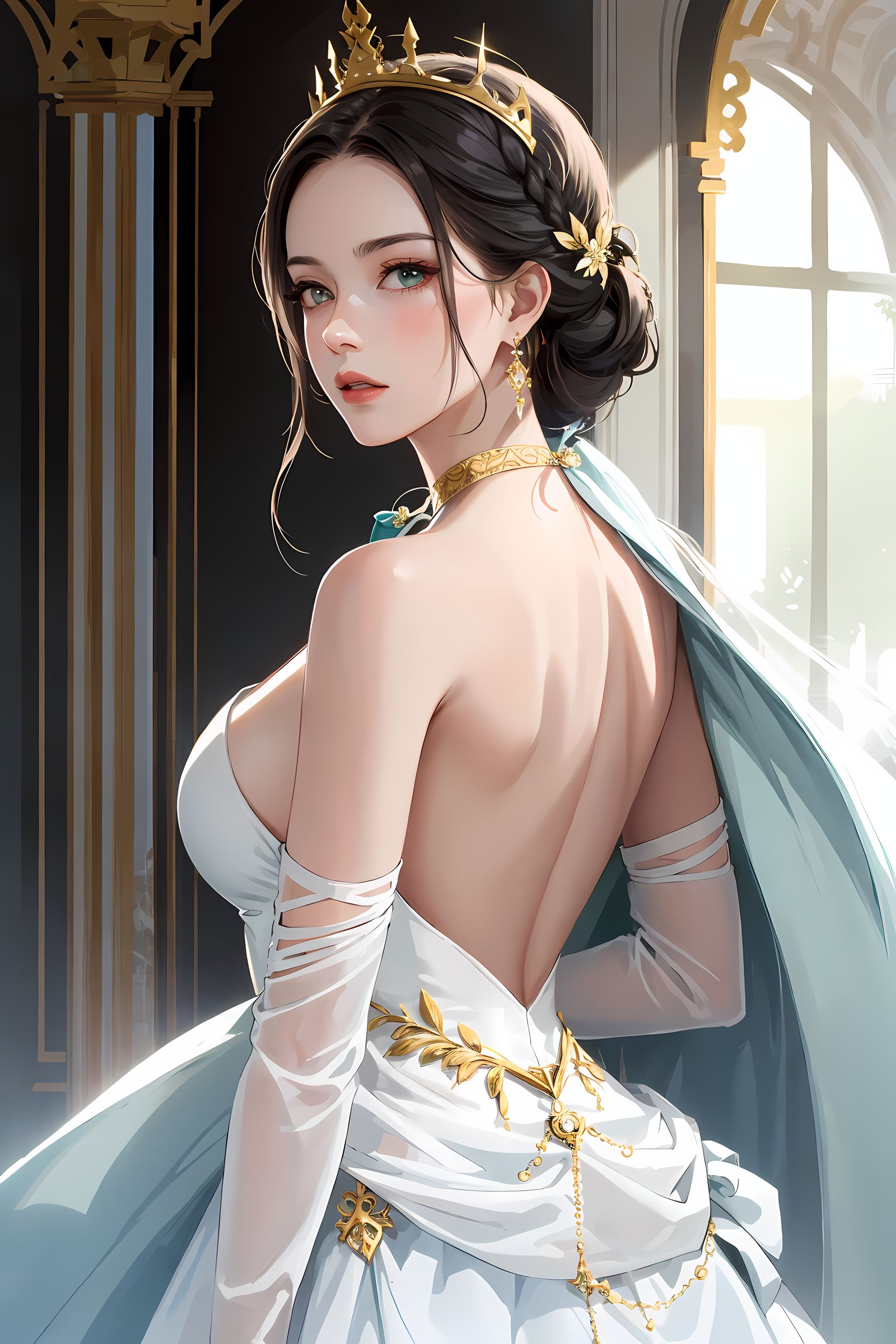 背后的白裙少女插画图片壁纸