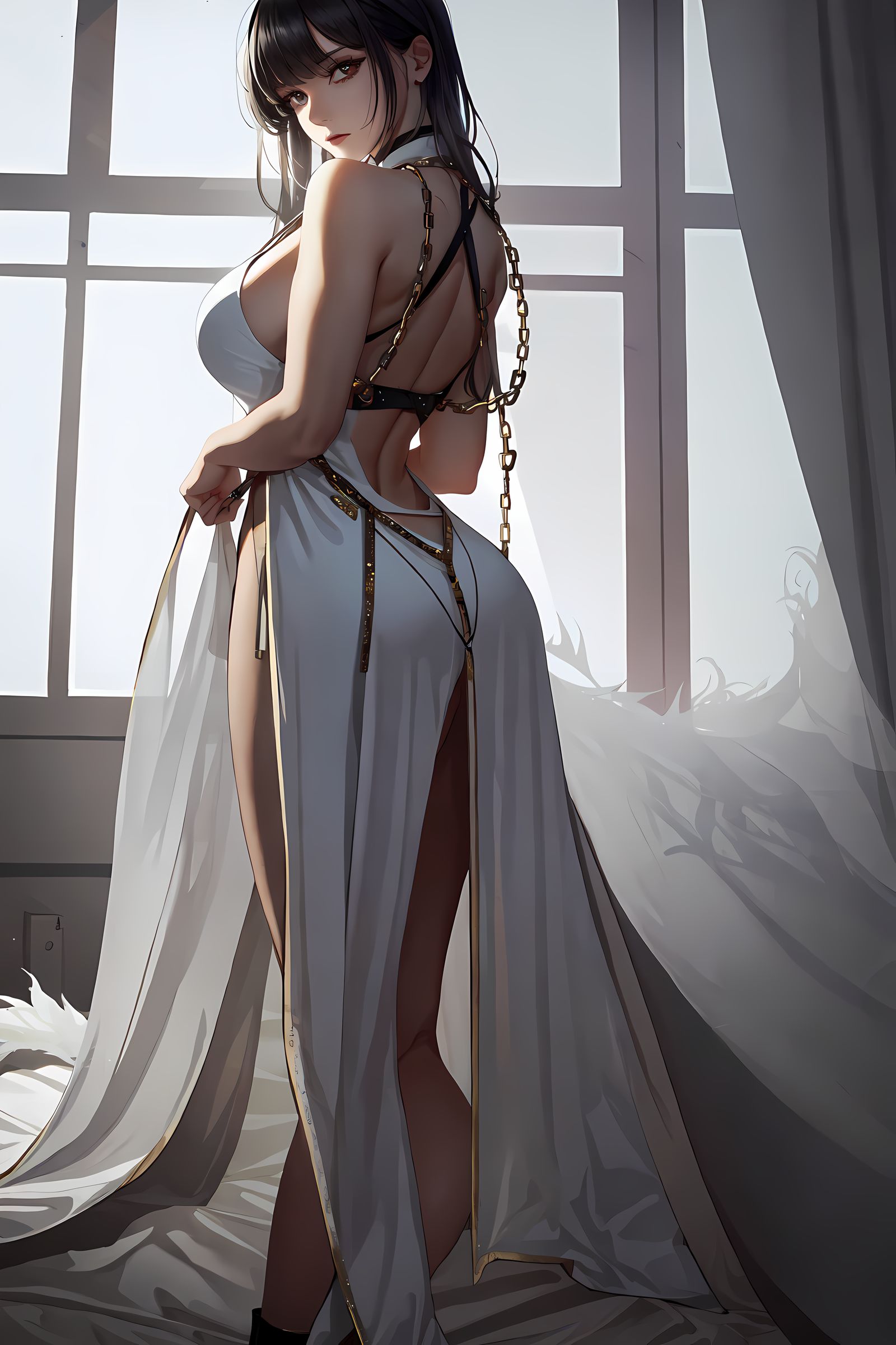 玩火的大胸妹子。插画图片壁纸
