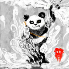 多云熊猫插画图片壁纸