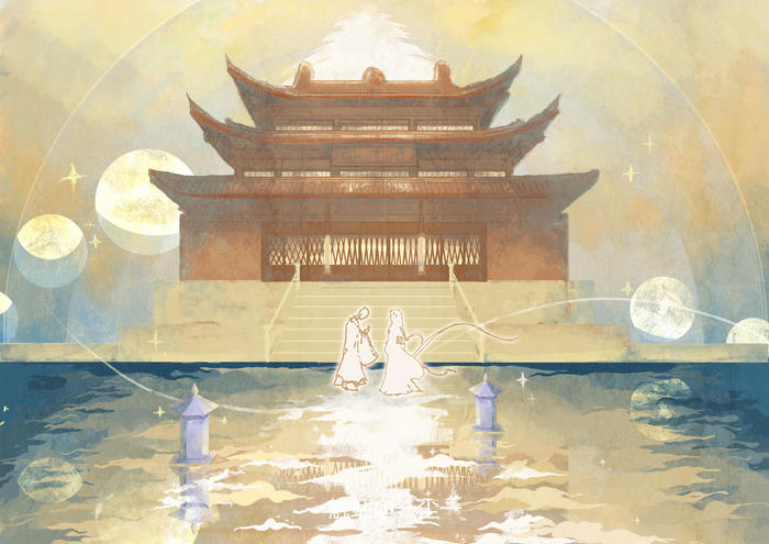 寺庙插画图片壁纸