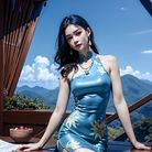 蓝天摘果食蟹，翠云襦裙唯美。
