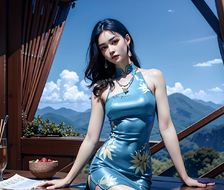蓝天摘果食蟹，翠云襦裙唯美。