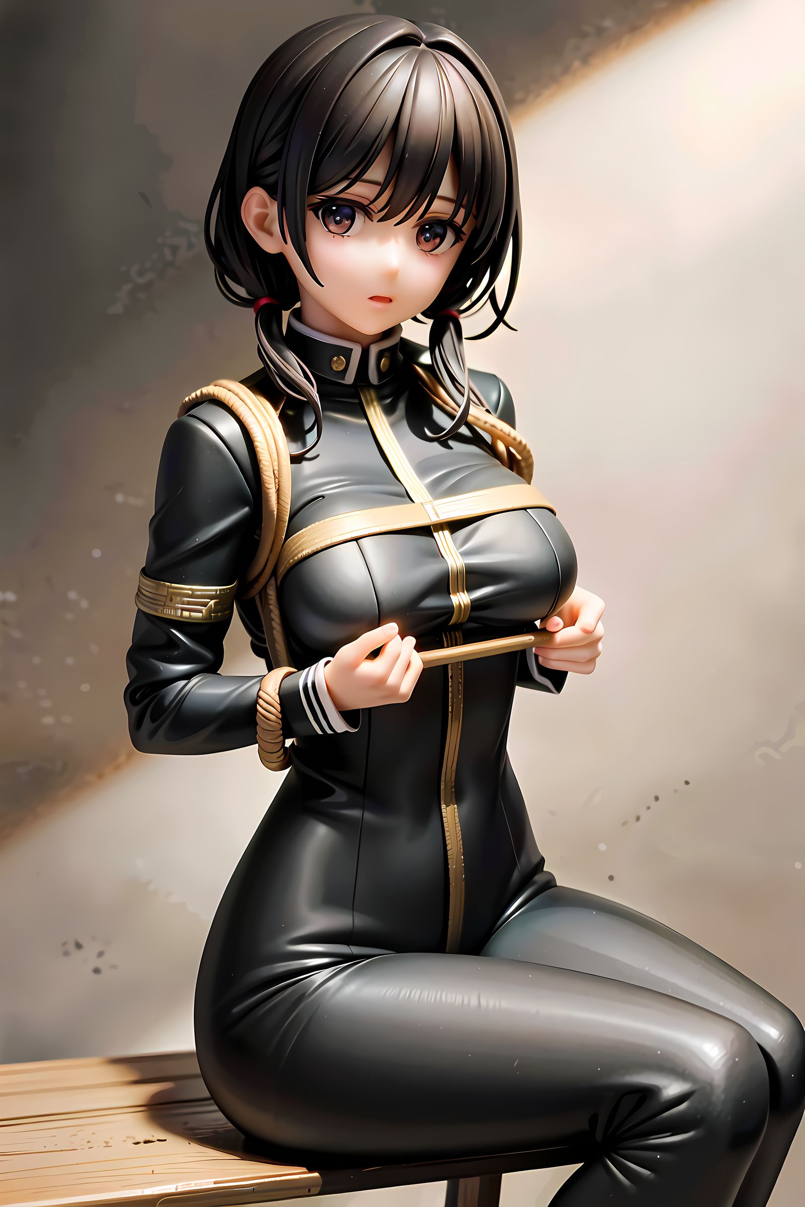 黑发萝莉邀你一起看 宽松巨乳盘坐前瞻眼插画图片壁纸