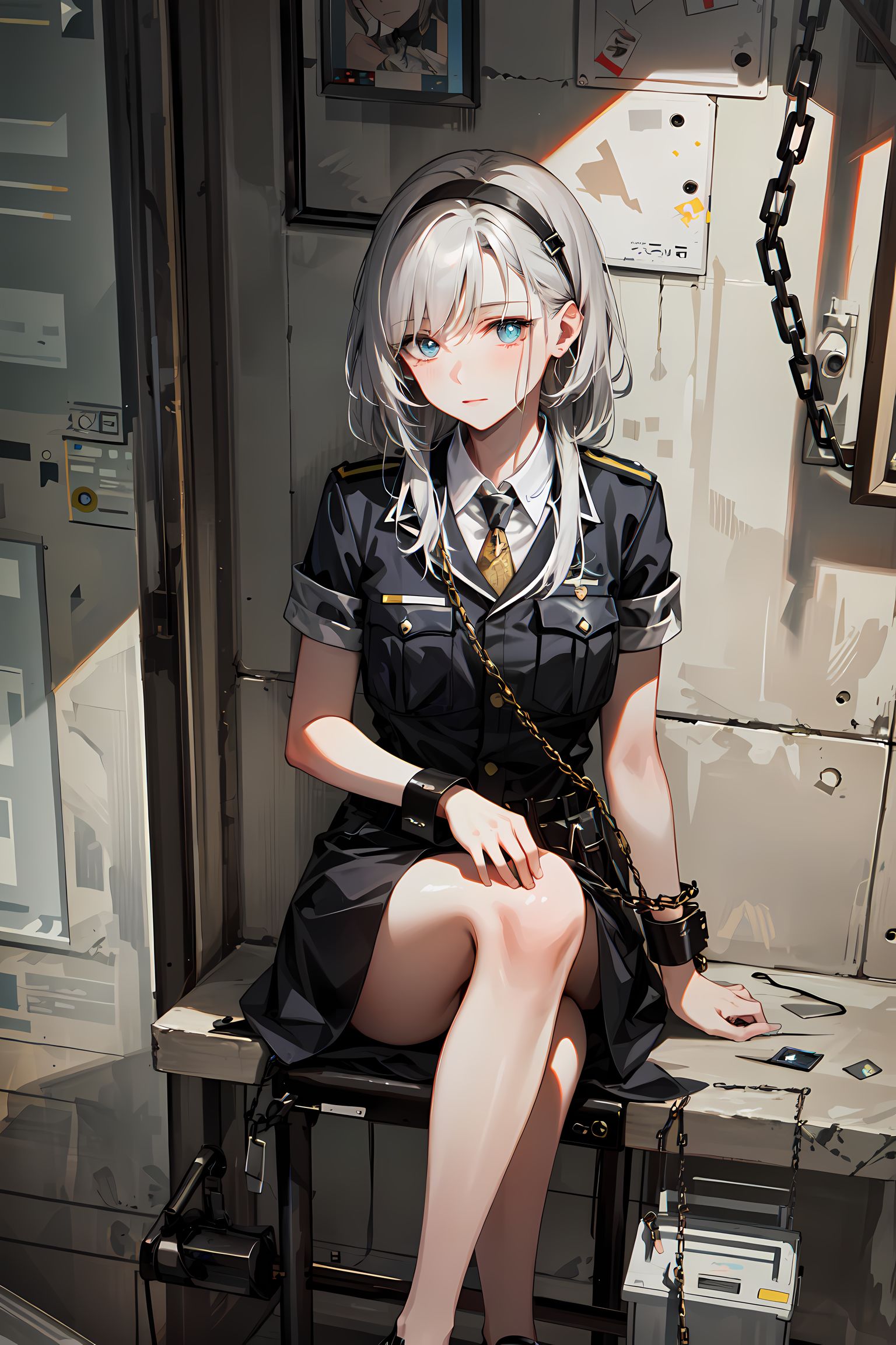 银色手铐下的少女插画图片壁纸