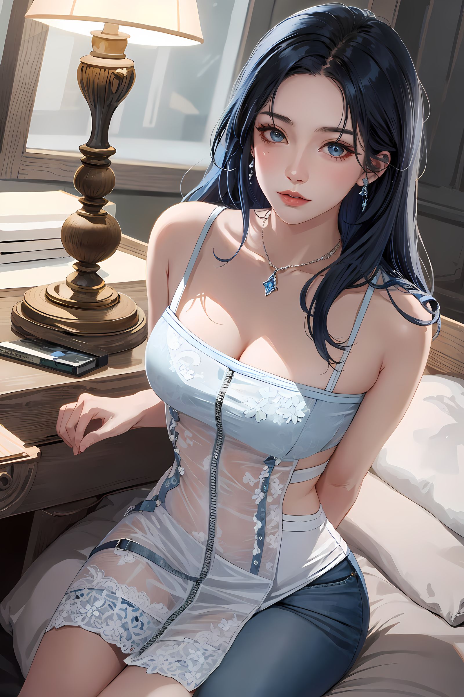 蓝眼睛的二次元女孩插画图片壁纸