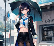 透明雨伞下的少女