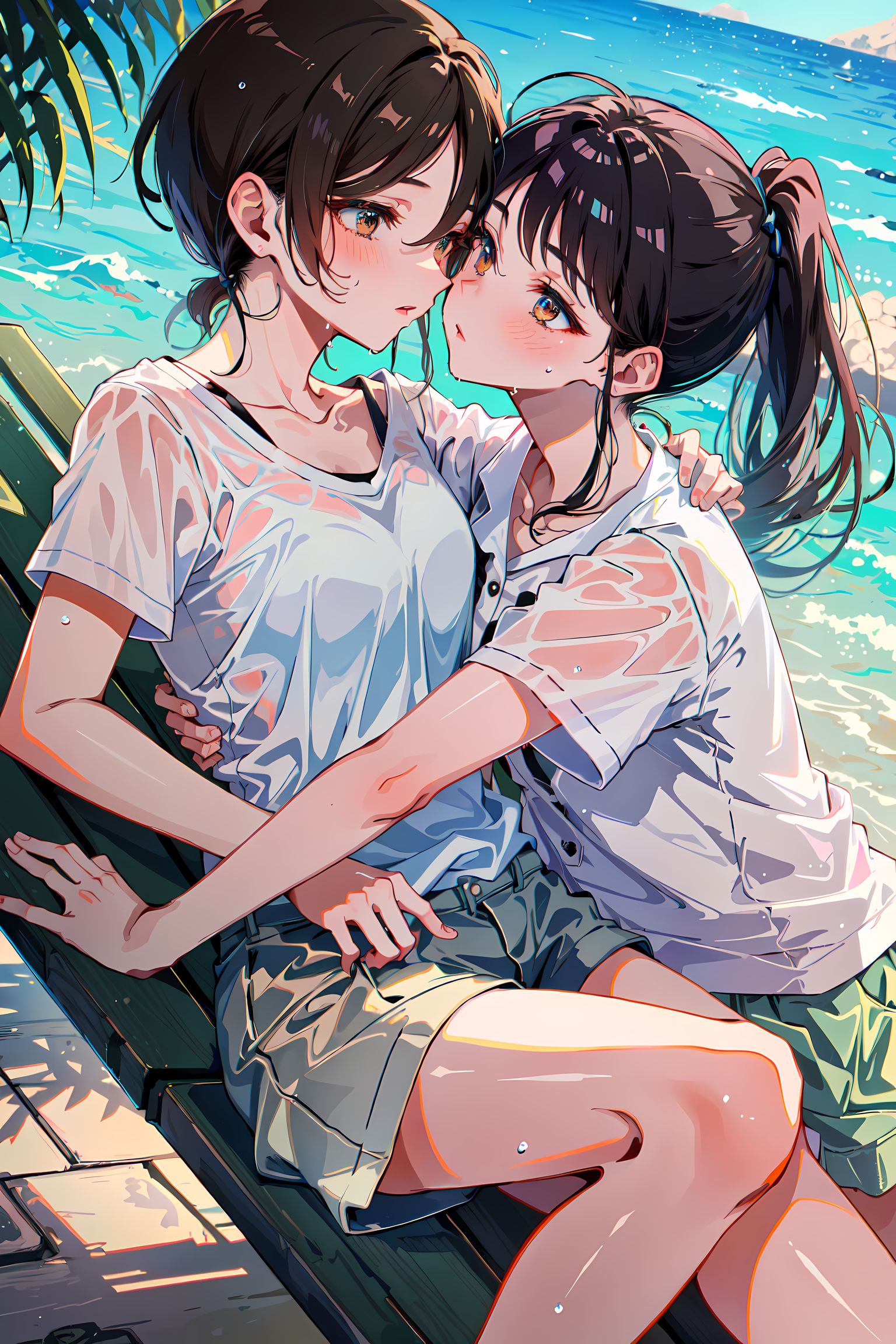 海滩水湾插画图片壁纸