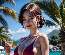 热带海滩美少女-真人写实日光浴