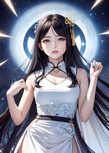 星空下的少女幻想插画图片壁纸