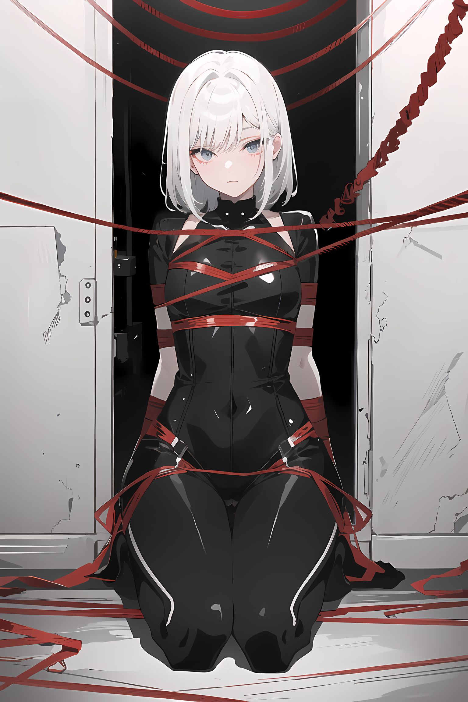绳缚少女，戴身套，看观众，绳索和项圈！头像同人高清图