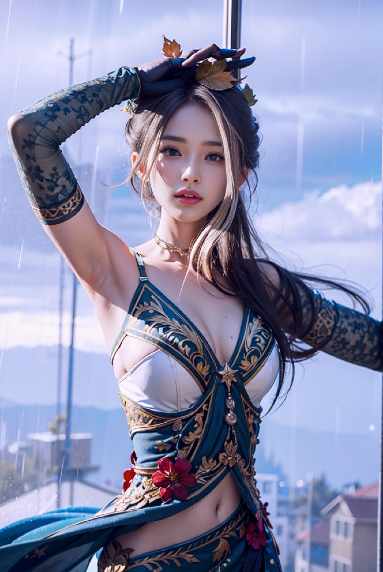 蓝天下的二次元女孩