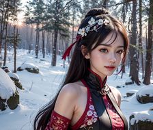 雪中独舞少女-真人写实女性