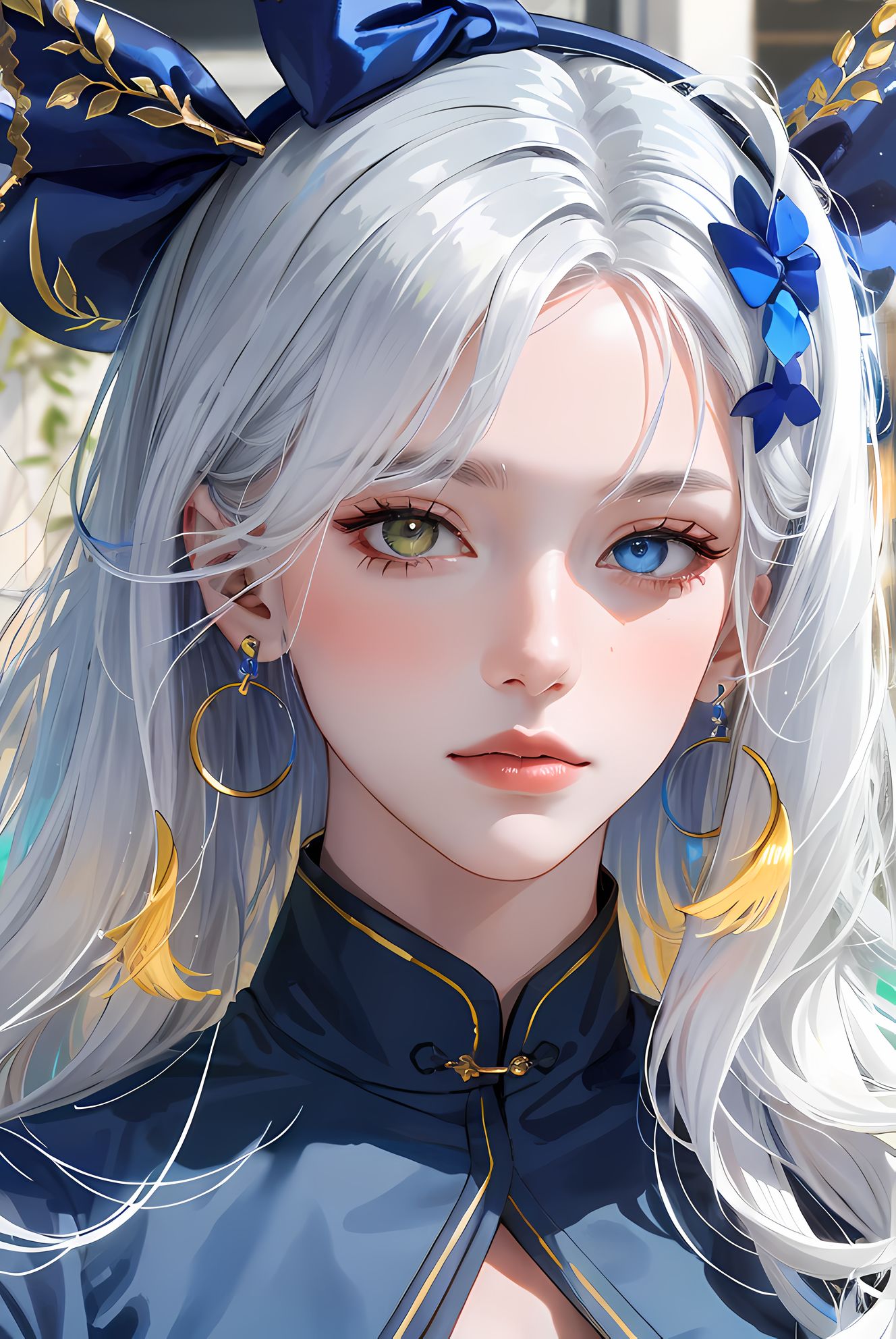 蓝色元素少女插画图片壁纸