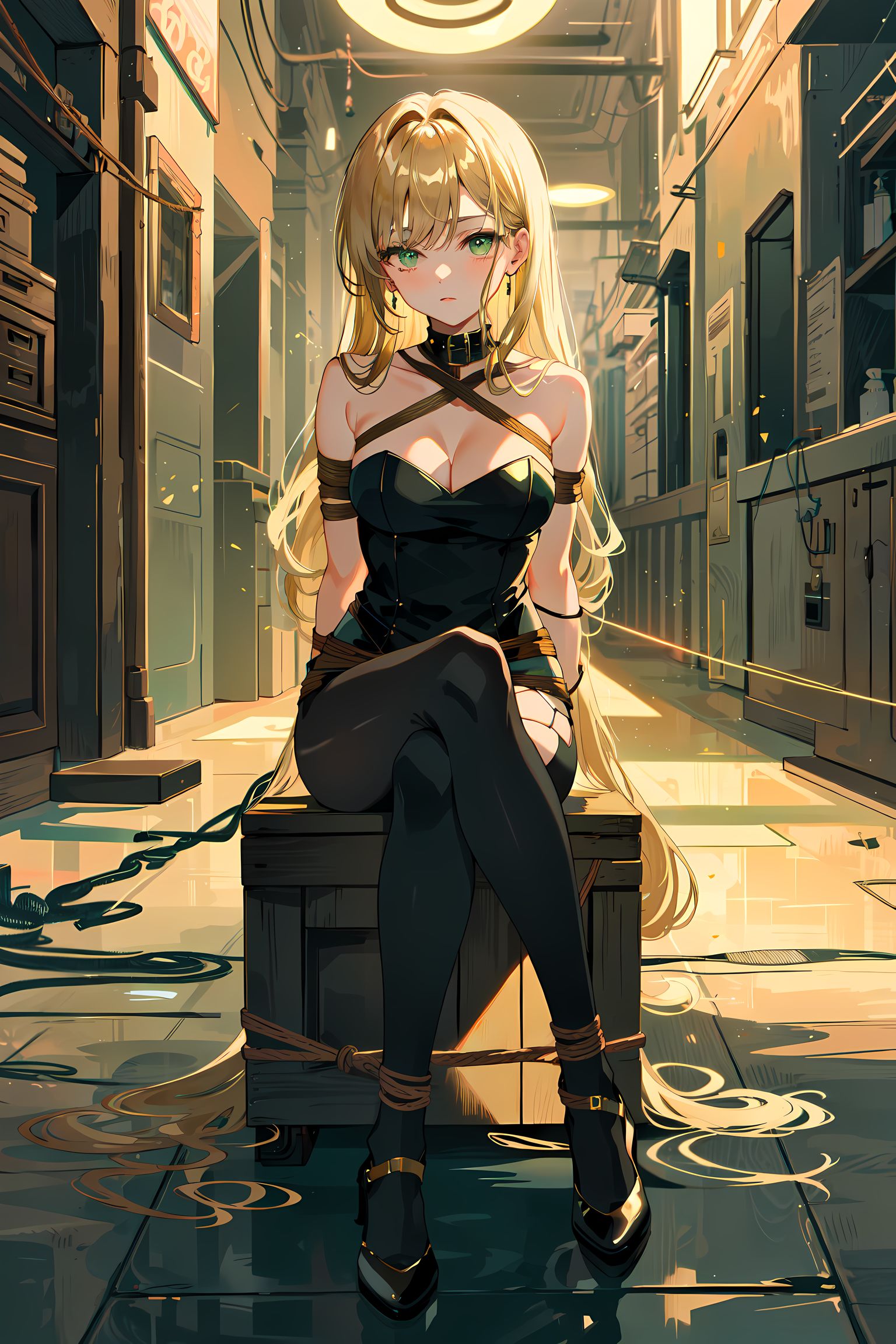 绑缚美少女红色制服高跟诱惑插画图片壁纸