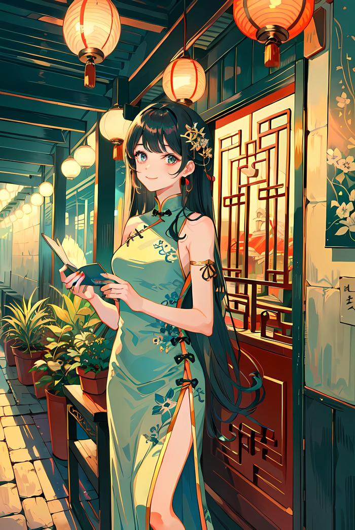 花燈新娘插画图片壁纸