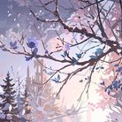 樱花藤与雪景