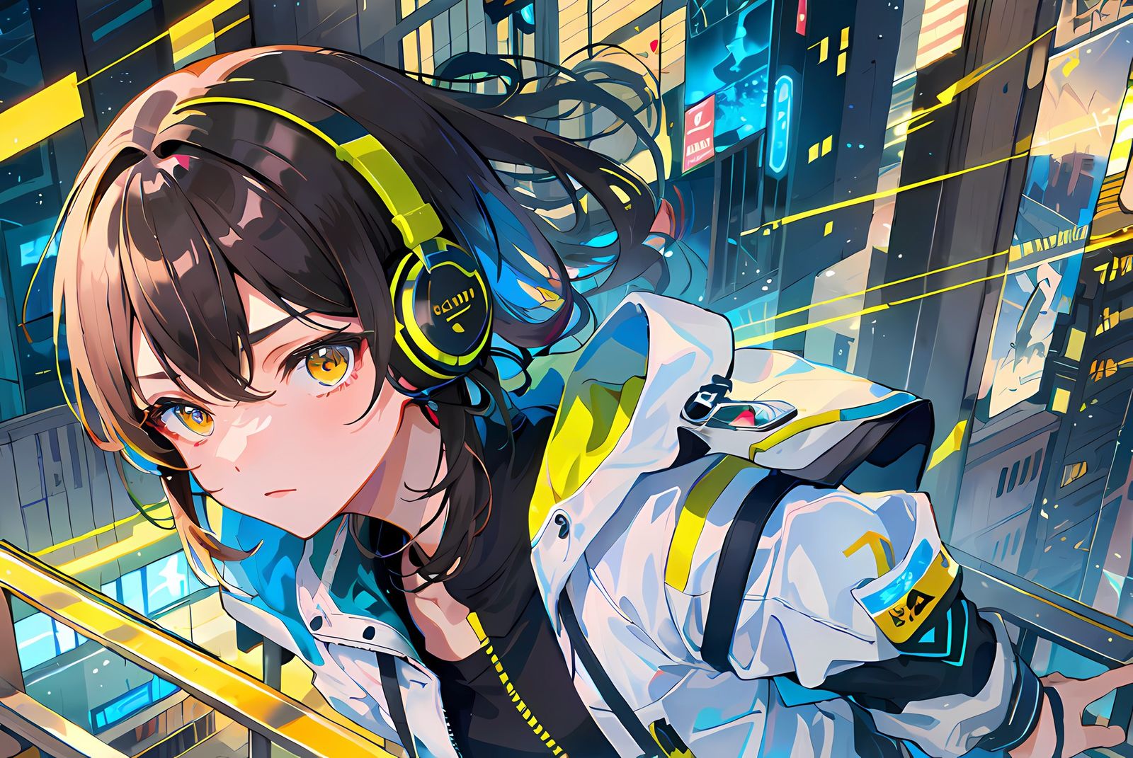 “我”（女）的日常～六百年后的都市夜景～插画图片壁纸