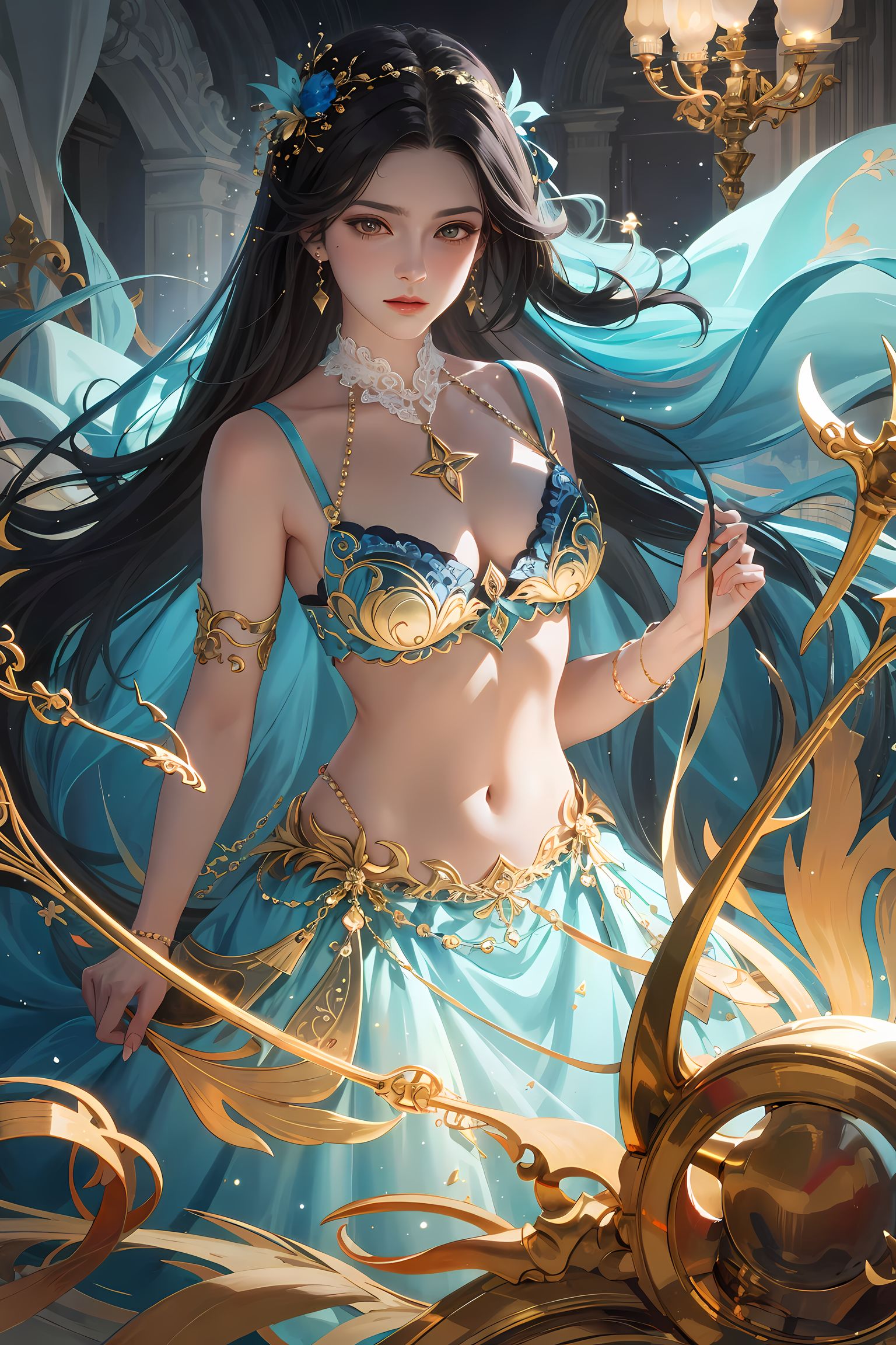 女孩与珠宝插画图片壁纸