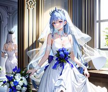 蓝色婚礼新娘-日系唯美人像二次元