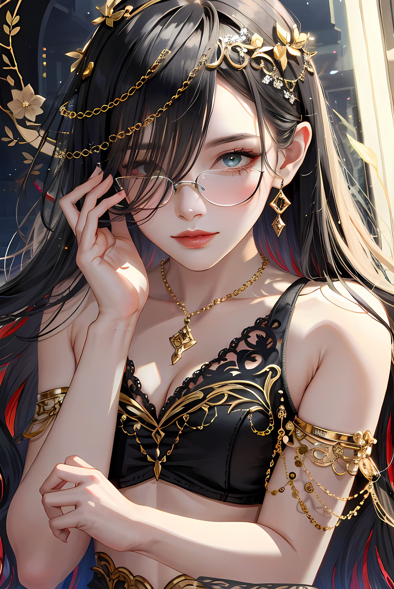 黑发美少女芳心暴动插画图片壁纸