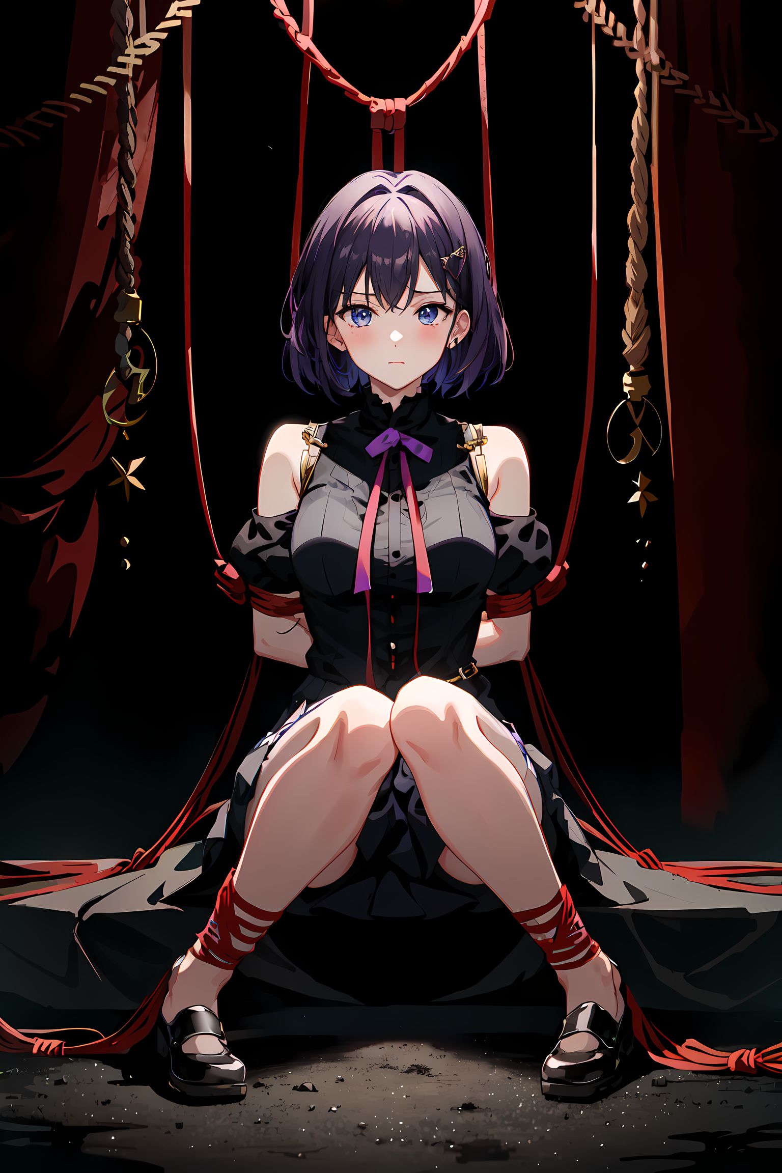 被束缚的短发美少女