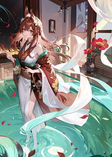 水中花池-二次元美少女泡澡乍现插画图片壁纸