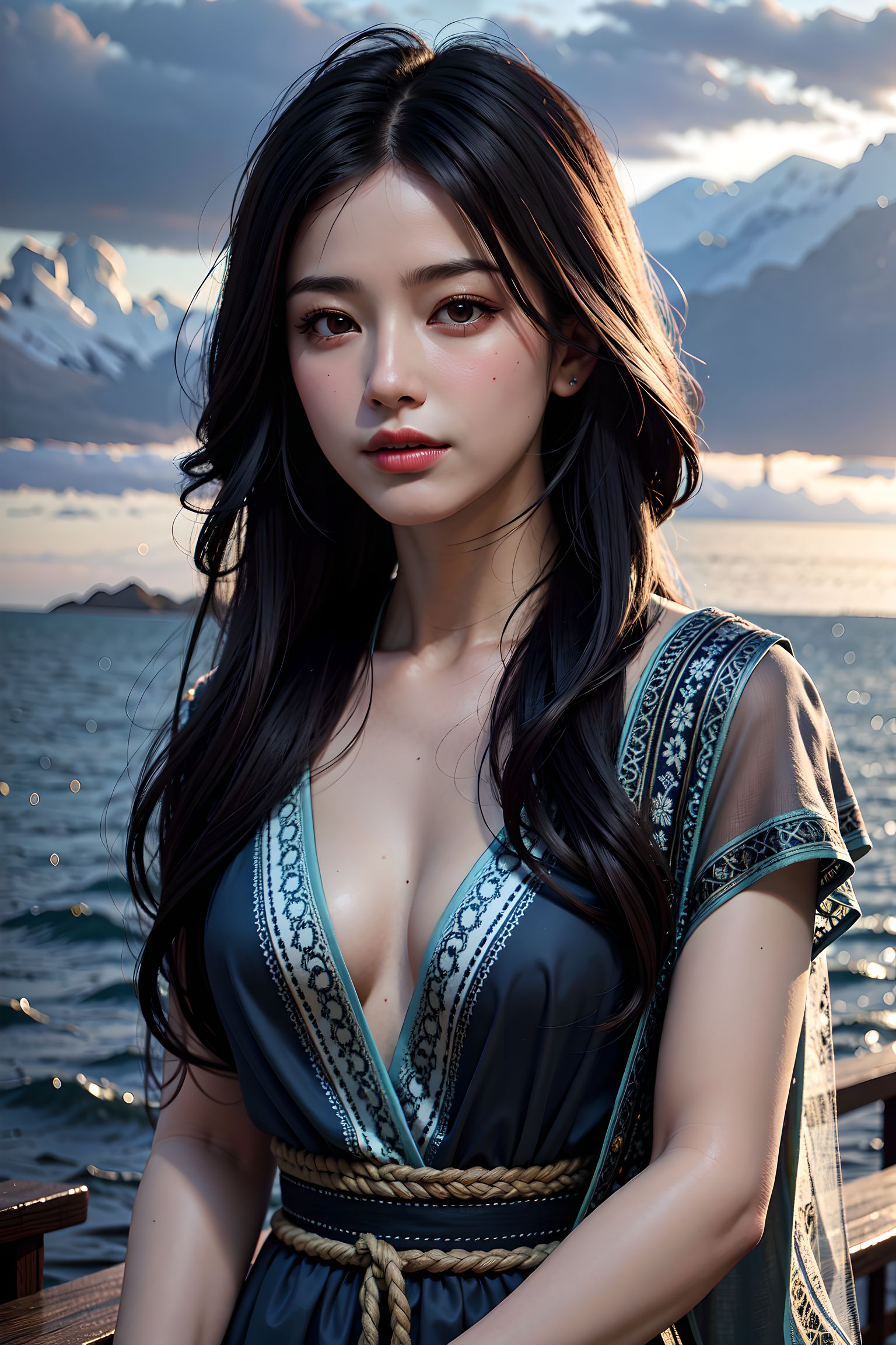 海天一线，美女独舞。
