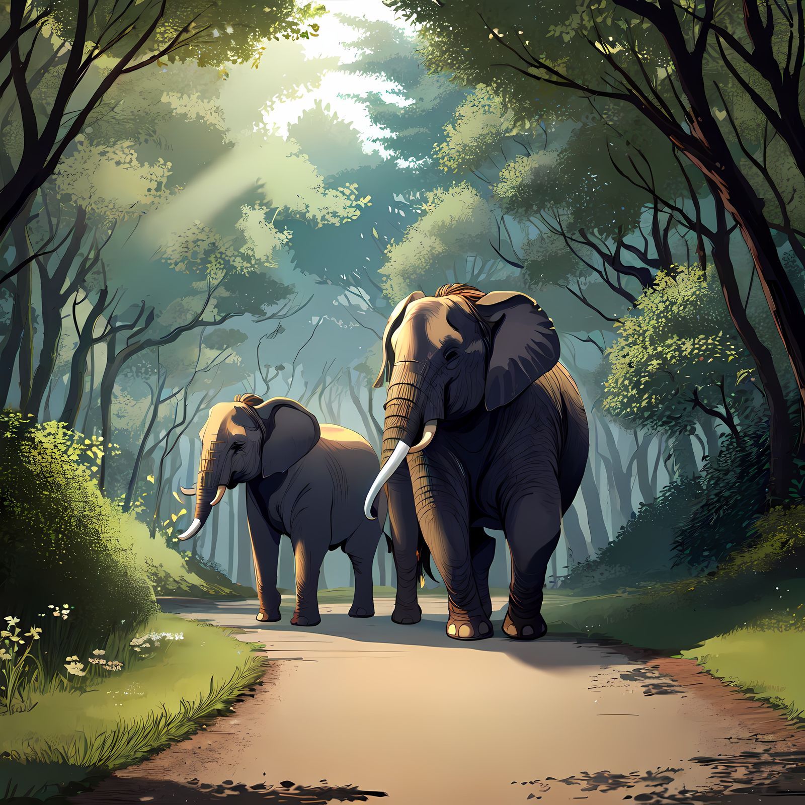 林中漫步的大象