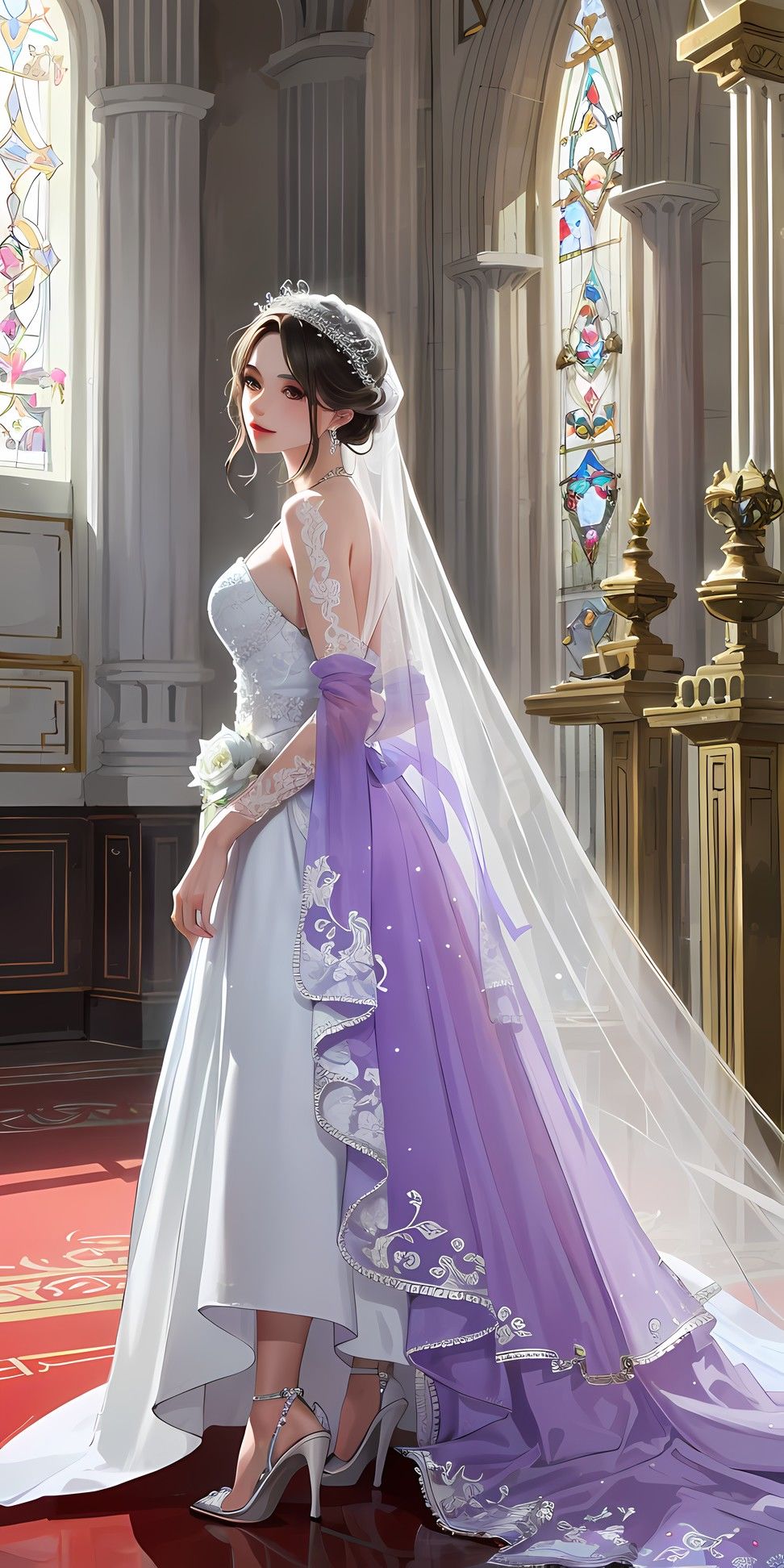 一键生成婚纱效果图：新娘闪亮登场插画图片壁纸