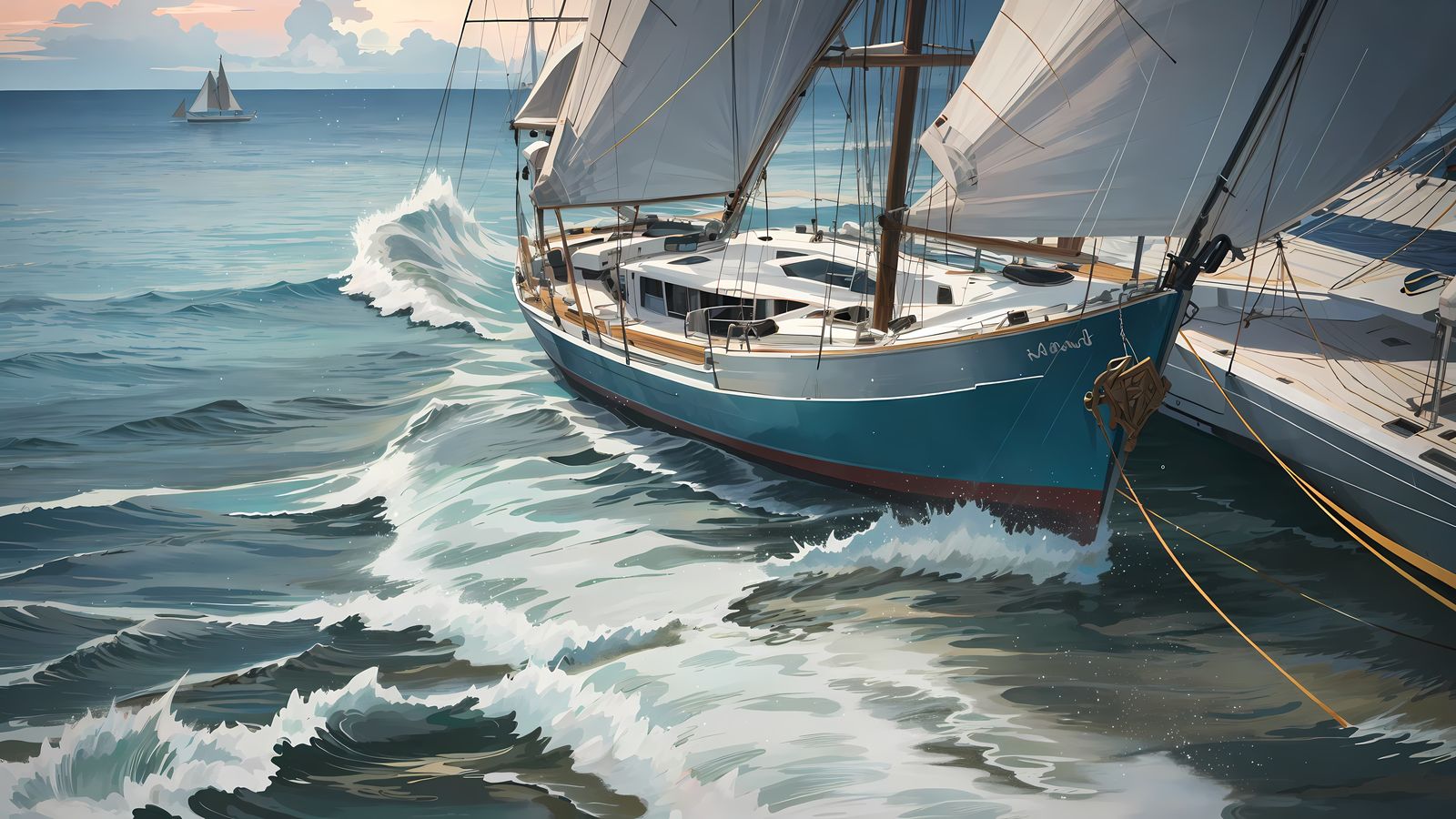 海上帆船插画图片壁纸