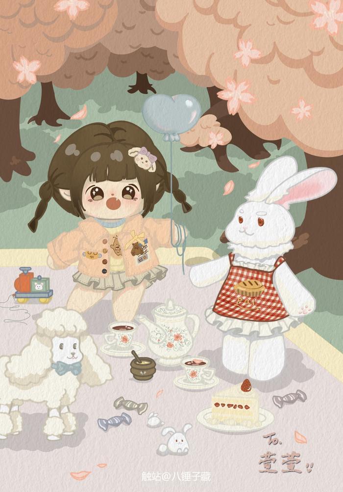 和兔兔的野餐日记插画图片壁纸