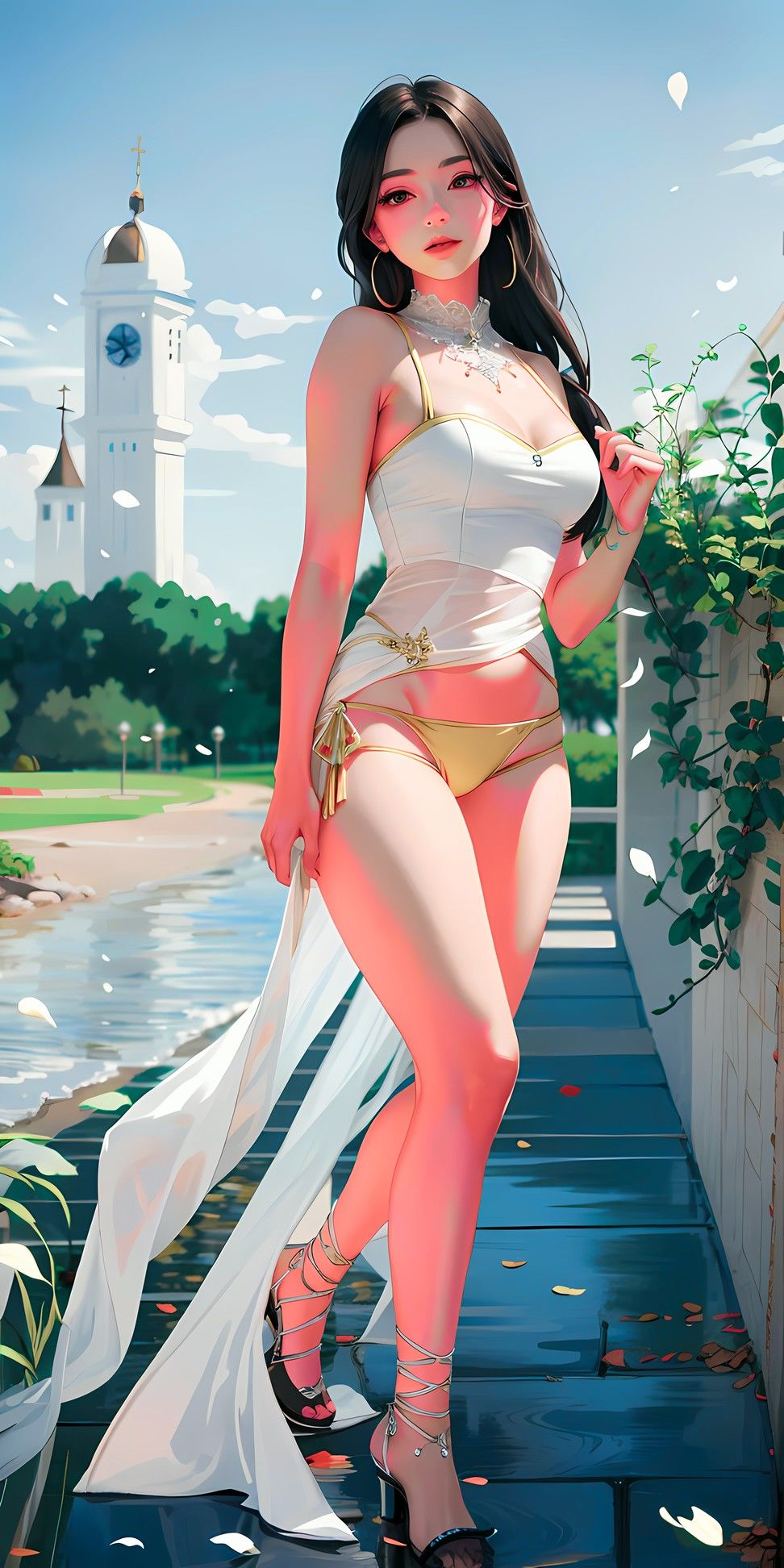 珠链花瓣美女-2.5D写实二次元