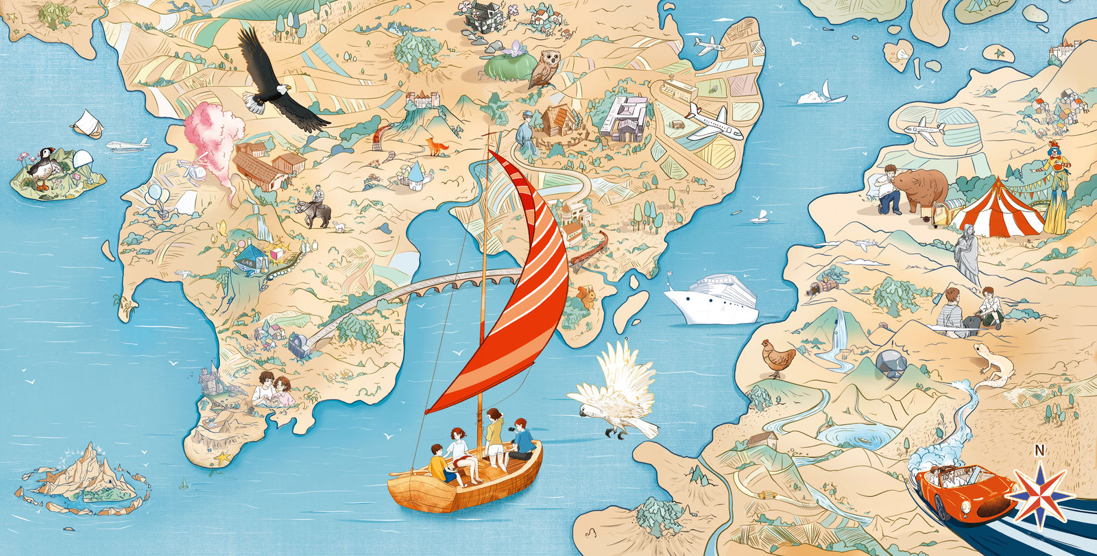 《布莱顿少年冒险团》书籍附赠地图，已出版。插画图片壁纸