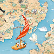 《布莱顿少年冒险团》书籍附赠地图，已出版。插画图片壁纸