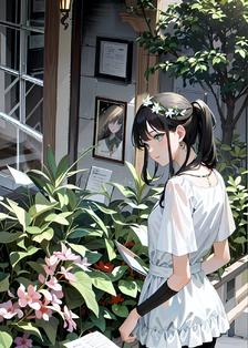 少女与花朵插画图片壁纸