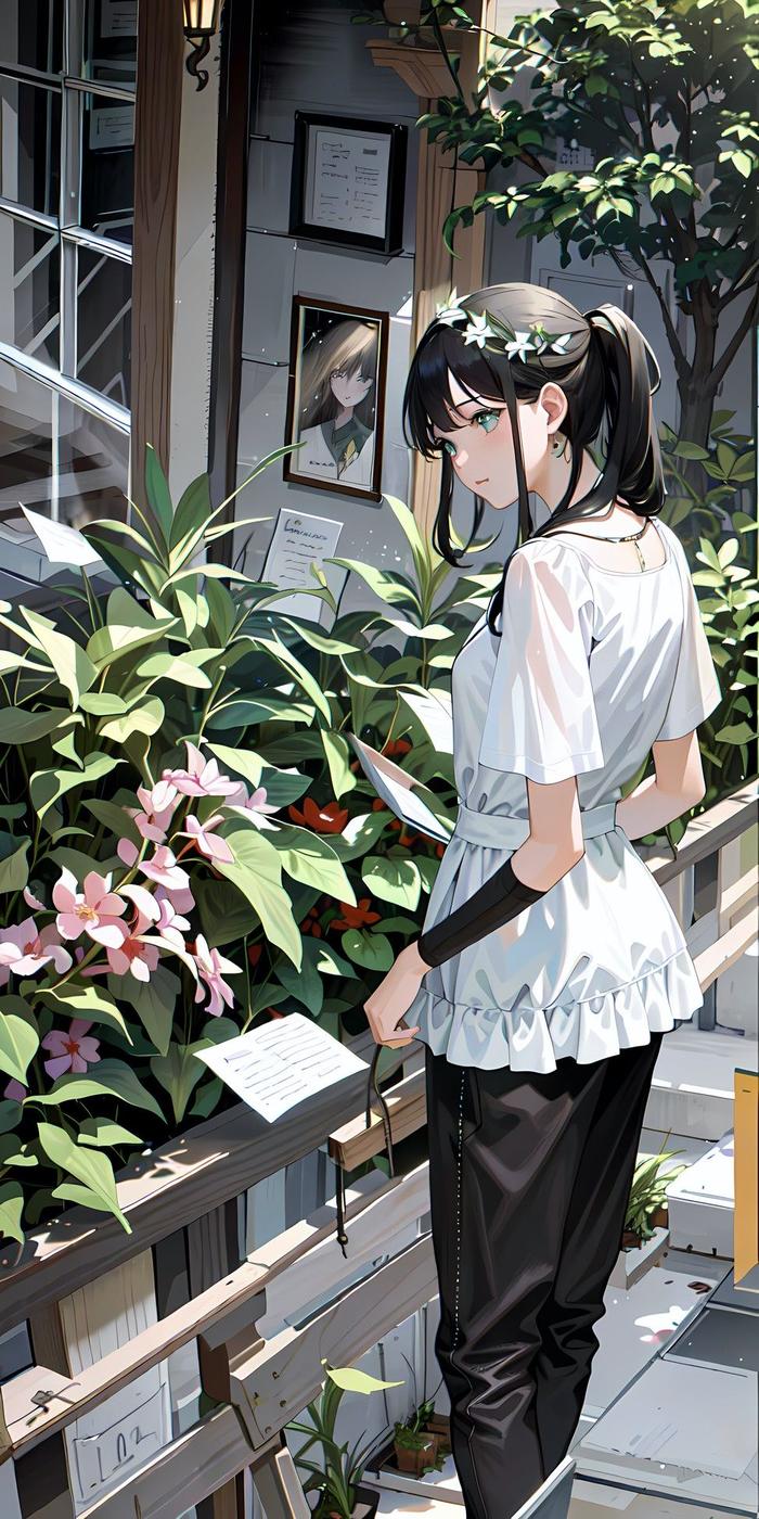少女与花朵插画图片壁纸