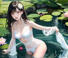 水中少女花里游-2.5D写实lotus