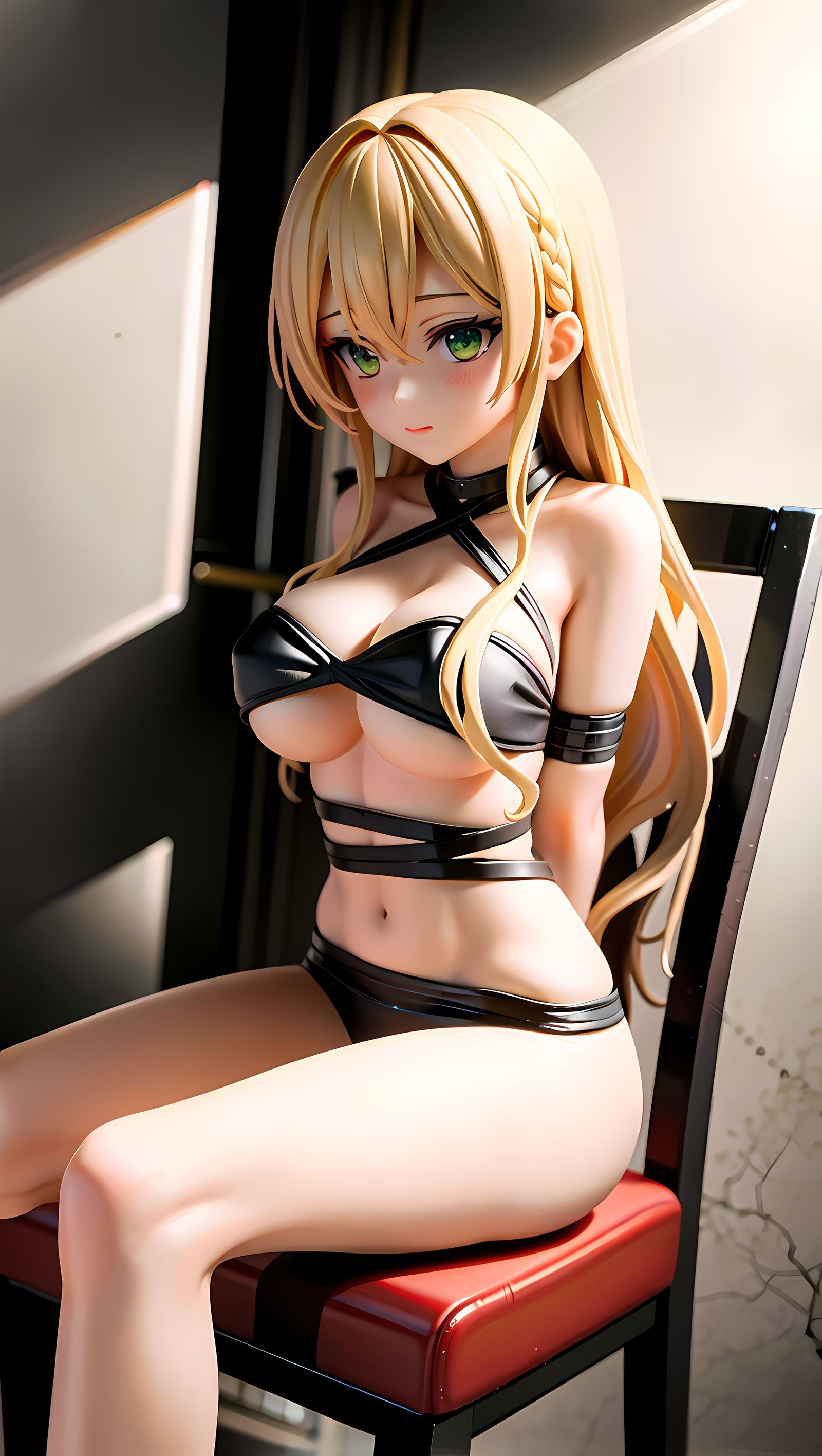 翘首以盼束缚的二次元美少女插画图片壁纸