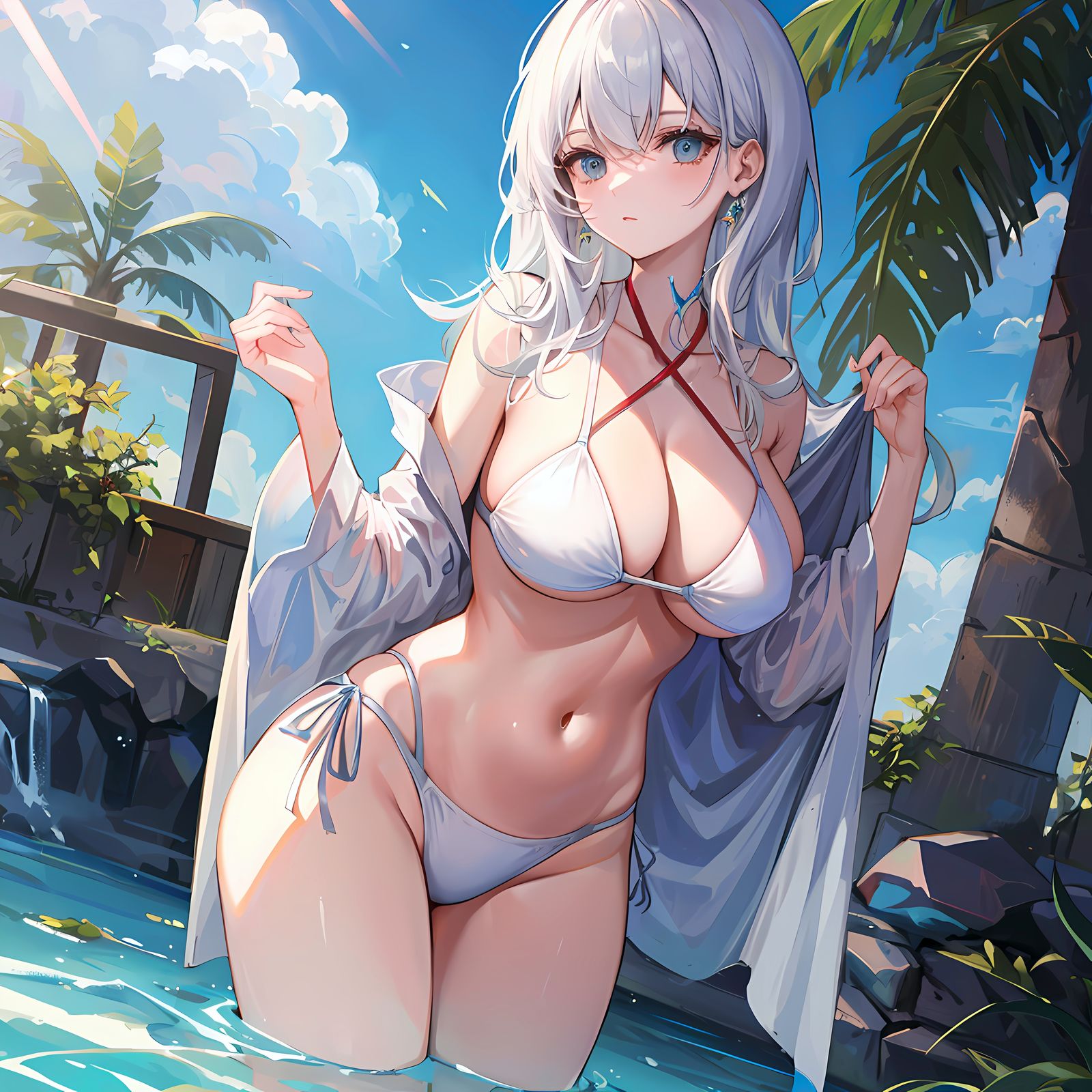 青涩少女的美丽沙滩日记插画图片壁纸