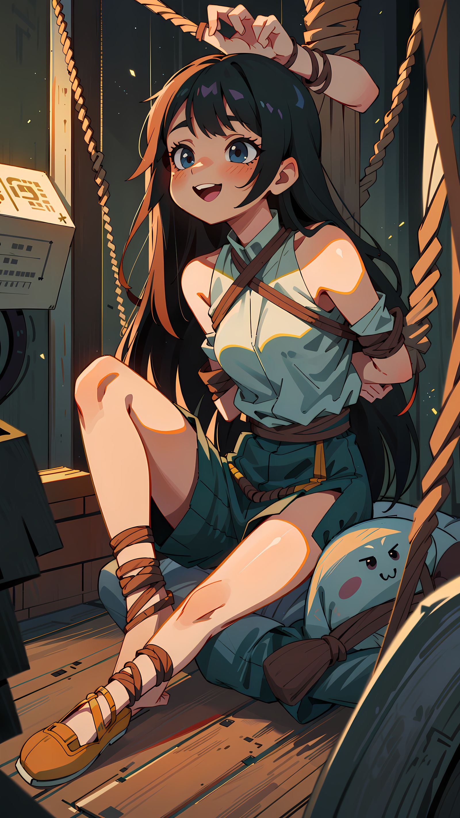 紫色束缚少女插画图片壁纸